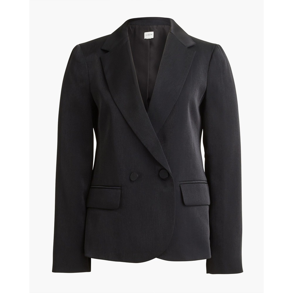 J.Crew Womens Black Satin‎ Double Breasted Blazer Jacket CD828 Size 14 NWT